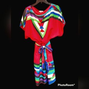 Shelby & Palmer aztec boutique dress bright western bold spring/summer Sz 10